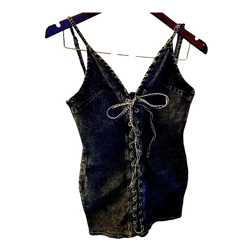Ladies Black Denim Mini Dress